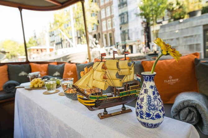 Amsterdam Canal Cruise with Cheese and Wine - Munttoren and the Amsterdam Flower Market from the canal side