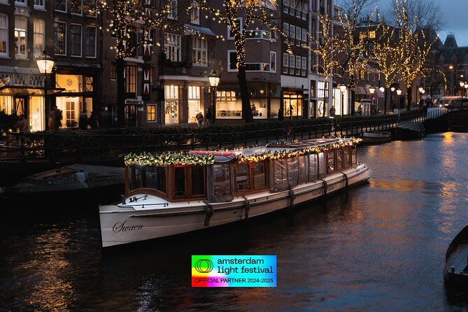 Amsterdam Light Festival: Heated Boat Cruise + Hot Drinks & Bite - Amsterdam Light Festival at Night, From a Heated Covered Boat
