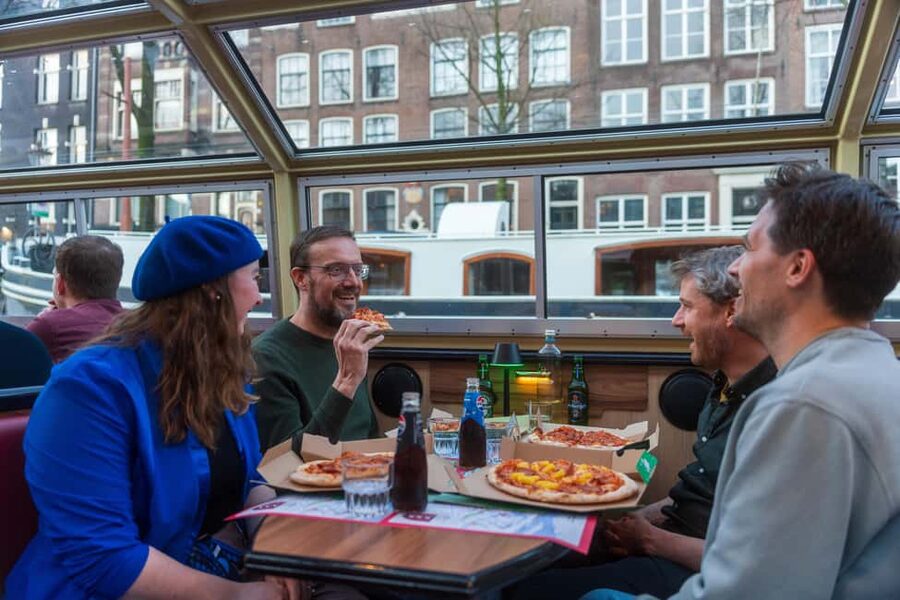 Amsterdam: Original Pizza Dinner Cruise + Unlimited Drinks - Timed for Adults, Friendly for Families