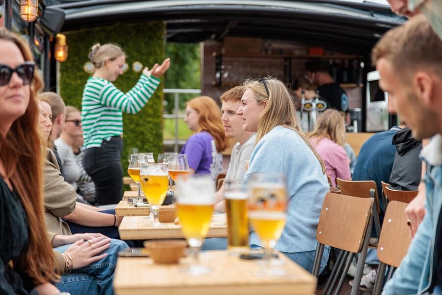 Groningen: Terrace Boat Experience with a Cozy Bar - Boarding by Groningen Central Station, left of the bridge